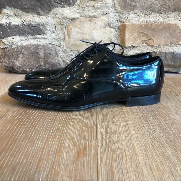 Ermenegilgo Zegna couture patent leather tuxedo Oxford shoes size 8.5 - Picture 2 of 10
